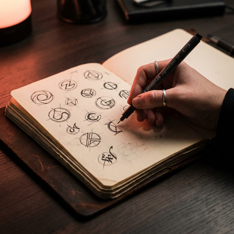 Sketching logo concepts by hand
